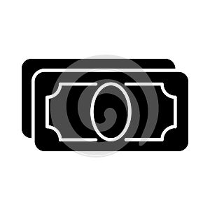 Stylized money with plenty of blank space vector icon. Black and white money illustration. Solid linear icon.