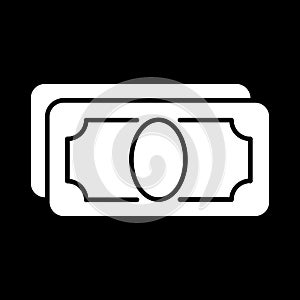 Stylized money with plenty of blank space vector icon. Black and white money illustration. Solid linear icon.