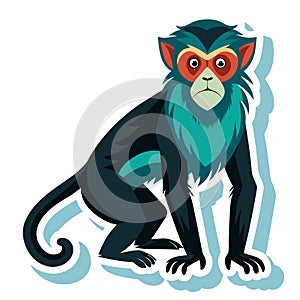 Stylized monkey illustration in a sitting position on white