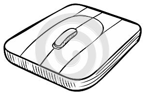 Stylized Mouse Design Computer Device Outline Graphic Illustration