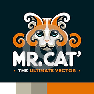 Stylized Mr. Cat Vector Logo, Ideal for Branding and Creative Projects.