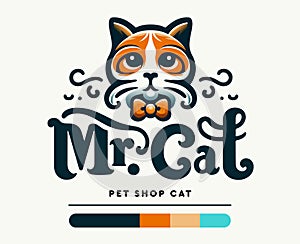 Stylized Mr. Cat Vector Logo, Ideal for Branding and Creative Projects.