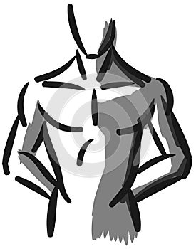 Stylized muscular man in grey