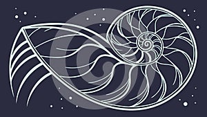 Stylized Nautilus Shell in Cosmic Pattern, vector design Generative AI