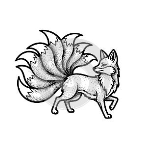 Nine-Tailed Fox Illustration - Mythical Creature