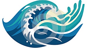 Stylized Ocean Wave Design with Abstract Sun Element
