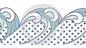 Stylized Ocean Wave Motif Vector Design Element, vector design Generative AI