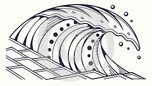 Stylized Ocean Wave Pattern: Nautical Decorative Border Design, vector design Generative AI