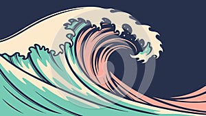 Stylized Ocean Wave Pattern Vector Design, vector design Generative AI