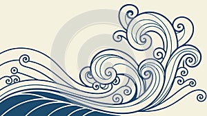 Stylized Ocean Waves: Abstract Marine Pattern Vector, vector design Generative AI