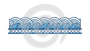 Stylized Ocean Waves Border Sea Pattern Design, vector design Generative AI