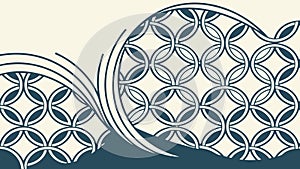 Stylized Ocean Waves and Circular Pattern, vector design Generative AI
