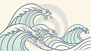 Stylized Ocean Waves, Dynamic Marine Pattern Element, vector design Generative AI
