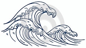 Stylized Ocean Waves Dynamic Water Movement Art, vector design Generative AI