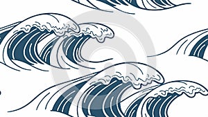Stylized Ocean Waves Vector Illustration Pattern, vector design Generative AI