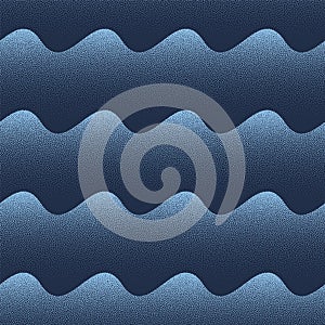 Stylized Oceanic Waves Seamless Pattern Trend Vector Blue Abstract Background