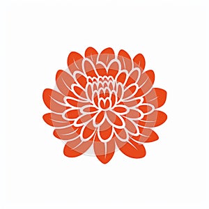 Sophisticated Woodblock Orange Flower Logo On White Background photo