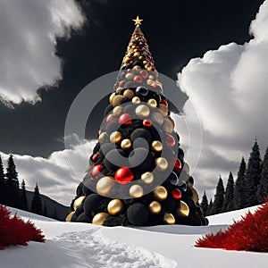 Stylized ornamental decorative fantasy artistic Christmas tree illustration