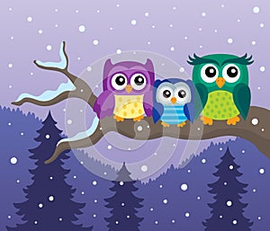 Stylized owls on branch theme image 8