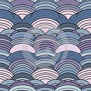 Stylized Pastel Japanese Seigaiha Wave Pattern Background
