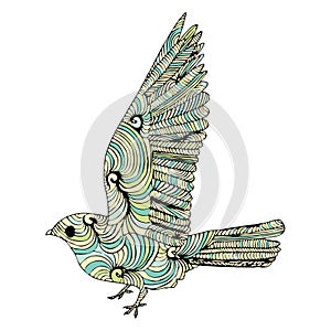 Stylized patterned illustration of bird