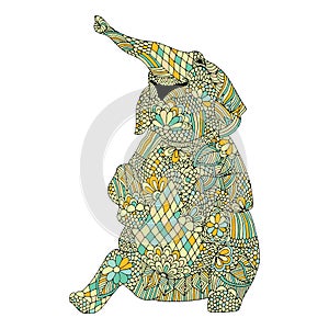 Stylized patterned illustration of elephant