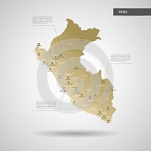 Stylized Peru map vector illustration.