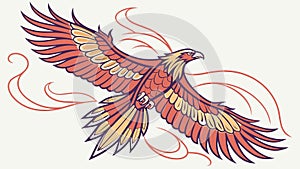 Stylized Phoenix Bird Soaring, Mythical Creature in Flight Art vector design Generative AI