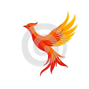 Stylized Phoenix Flying with Open Wings