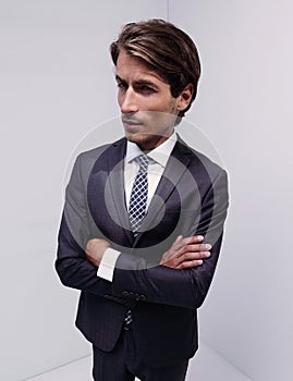 Stylized photo of serious businessman