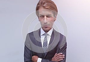 Stylized photo of serious businessman