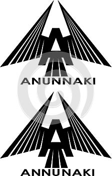 Stylized pictures with A and wings anunnaki logo