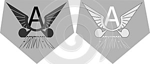 Stylized pictures with A and wings anunnaki logo