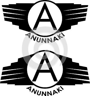 Stylized pictures with A and wings anunnaki logo