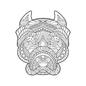 Stylized Pitbull Head Zentangle Art