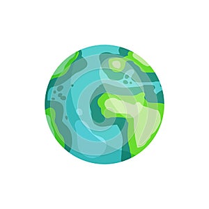 Stylized planet Earth isolated cartoon vector image. Astronomic logo image. Media glyph icon