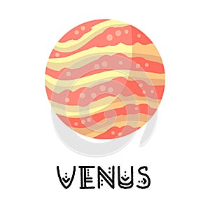 Stylized planet Venus isolated cartoon vector image. Astronomic logo image. Media glyph icon