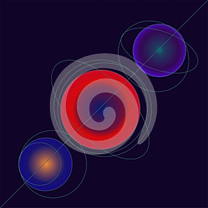 stylized planets with orbits and axis