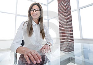 Stylized portrait of a business woman in the workplace