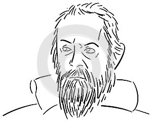 Stylized portrait of Galileo Galilei photo