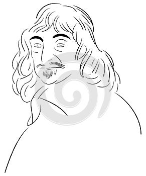 Stylized portrait of Rene Descartes photo