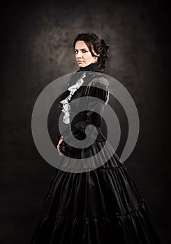 Stylized portrait of a victorian lady in black