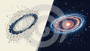 Precise Cosmic Design M81 M82 Rendered as Vector Art