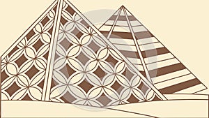 Stylized Pyramids with Geometric Pattern, vector design Generative AI