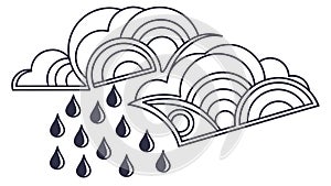 Stylized Rain Clouds Art Deco Pattern Vector, vector design Generative AI