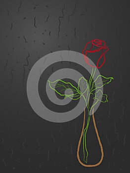 Stylized red rose in a vase over grey