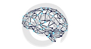 A complex web with light blue nodes at intersections creating an