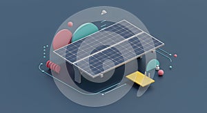 Modern Solar Panel System with Abstract Energy Flow