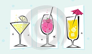 Stylized retro drinks collection