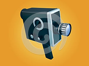 Stylized retro handheld movie camera